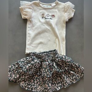 Zara Cream Top and Floral Skirt Set